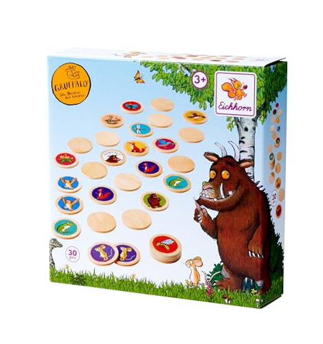 Eichhorn - Grüffelo Erinnere Dich Game, Merkspiel mit 30 Holzteilen, FSC 100% zertifiziertes Pappelholz, für Kinder ab 3 Jahren