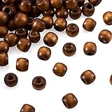 Craftdady 200Pcs Large Hole Barrel Wood European Loose Beads Brown Natural Wooden Dreadlock Hair Braid Beads 12x11mm for Macrame Rosary Bracelet Jewelry Craft Making Hole: 5mm
