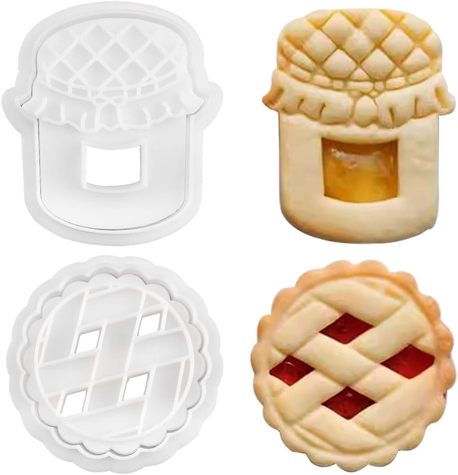 3D Jam Sandwich Cookie Cutter Set Small Cookie Cutters for Kids Jam Biscuit Cutter Cookie Molds Plastic Cookie Stamps Cookie Press Biscuit Cutters for Baking Chocolate Sandwich Cookies Baking Supplies