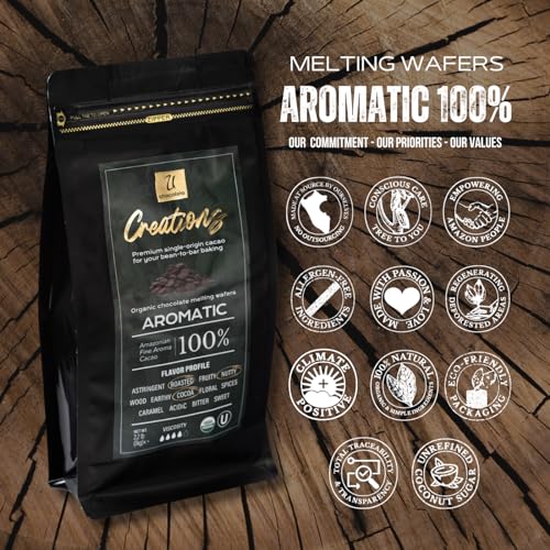 U Organic Dark Chocolate Melting Wafers, Fresh from our Farm - Baking, Dipping, Enrobing, Molding and Glazing (Creations 100% Aromatic, 1.1 Lb)