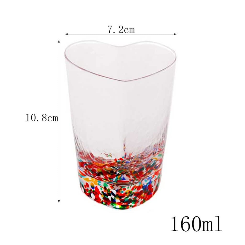 Miłość szklany kubek w kształcie serca kolorowy wzór młotka kreatywne mleko kubek do soku do kawy Home Office szklanki prezenty (160ML)