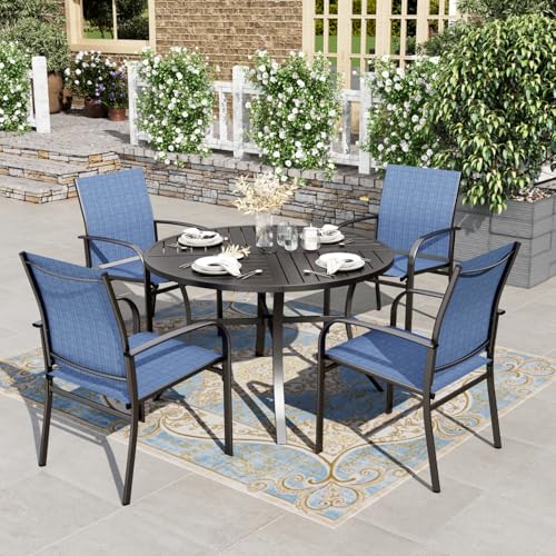 HERAS HOUSE 5pc Patio Dining Set for 4, 42 Round Metal Table