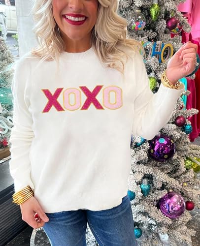 Image of SELINK Women's Holiday Sweater Crew Neck Print Casual Long Sleeve Pullover