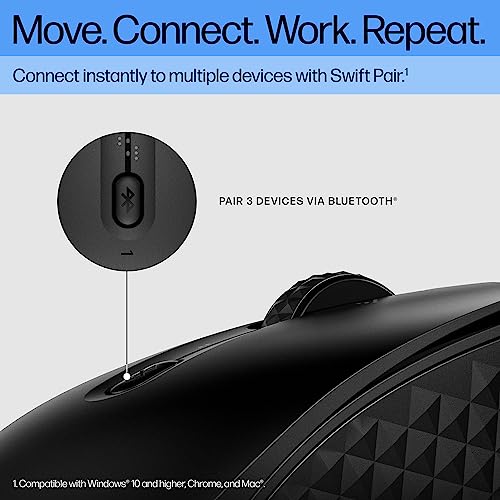 HP 420 Programmable Bluetooth Mouse - Bluetooth with Swift Pair to 3 Multi-Devices, 2-Year Battery, 4K DPI, Quiet clicks, Compatible with Windows/Mac/Chromebook, Laptop, Notebook Black (7M1D3AA) - image 6