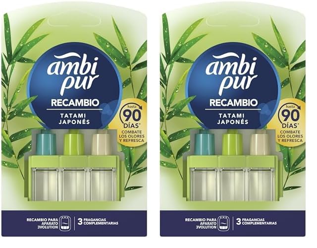 Ambi Pur 3Volution Tatami Japonés Recambio Para Ambientador Eléctrico - 21 ml (Paquete de 2)