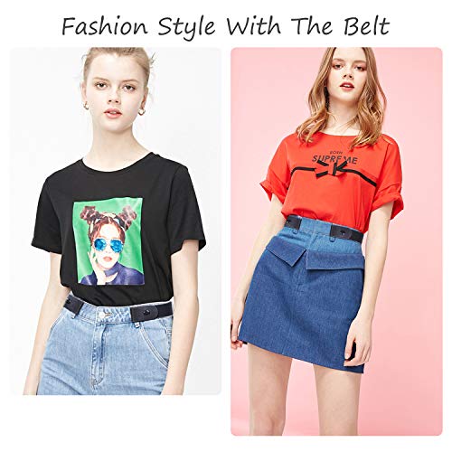 Image of WERFORU No Buckle Stretch Belt for Women and Men Elastic Waist Belt up to 72 Inches for Jeans Pants