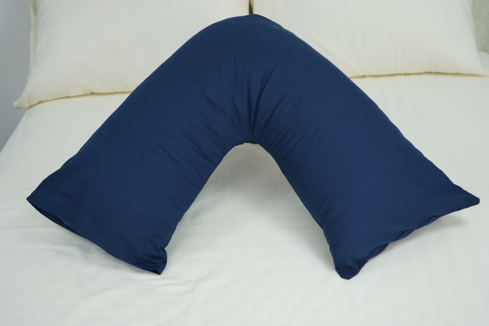 Ar Navy Blue Orthopedic V Pillow With Pillowcase Extra Filled Hollow Fiber For Neck Support,Maternity Pregnancy & Nursing Support (, V Pillow With Case)