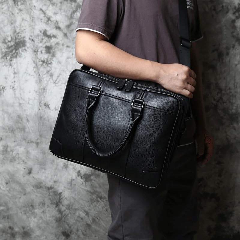 Leather Men's Handbag Leisure Business Computer Bag Layer Cowhide Horizontal Briefcase Shoulder Bag4