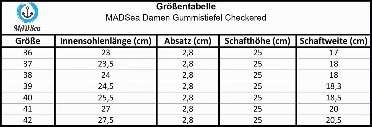 MADSea Damen Gummistiefel Ocean Checkered Halbschaft kariert