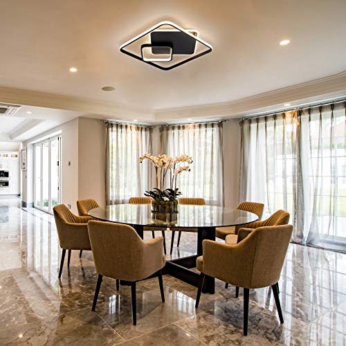 Chiynght Modern Led Ceiling Light, Black Flush Mount Remote Control Close To Ceiling Lighting Fixture 70W Dimmable Color Changeable Ceiling Lighting For Living Room, Bedroom, Dining Room #TOP5