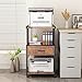 NEWSENDY Mobile Printer Stand 3 Tier Printer Cart with Storage and Drawer Rolling Filing Cabinet Versatile Design for Home and Office (Rustic Brown,31.5in)