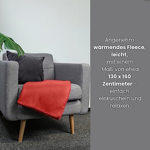 wometo 2er Set Polar Fleecedecke oekoTex 130x160 ca. 400g mit Anti-Pilling und Kettelrand rot