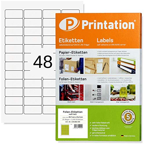 1200 étiquettes autocollantes 45,7 x 21,2 mm imprimables A4 pour étiquetage laser