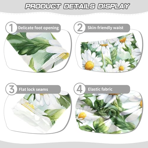 Watercolor Daisy Flower Girls Leggings Ultra Soft Compression Yoga Gym Pants for Kids 4-10T3