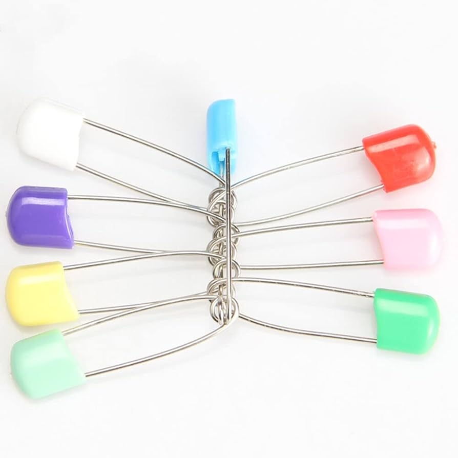 Baby Safety Pins Colorful (30-Pack) U2013 Plastic-Head Diaper Pins With