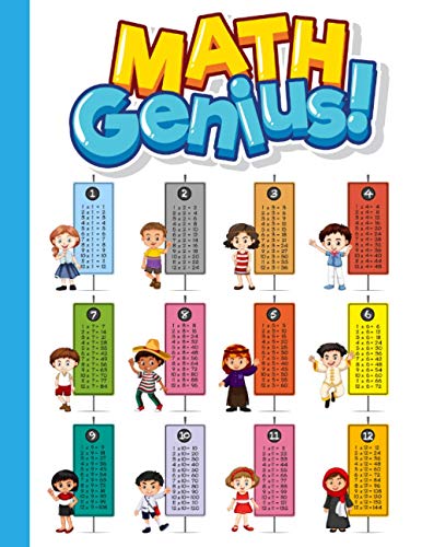  Math Genius: 100 Page Exercise Book With Blank Graph Paper With Times Table Cover Design For Kids Learning Multiplication