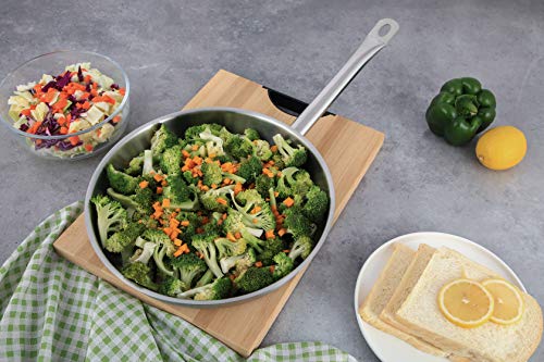 Amazon Basics 28 cm Stainless Steel Aluminium-Clad Frying Pan, Silver - Image 4