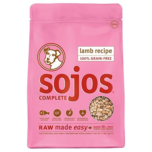 Sojos Complete Natural Grain Free Dry Raw Freeze Dried Dog Food Mix, Lamb, 2-Pound Bag