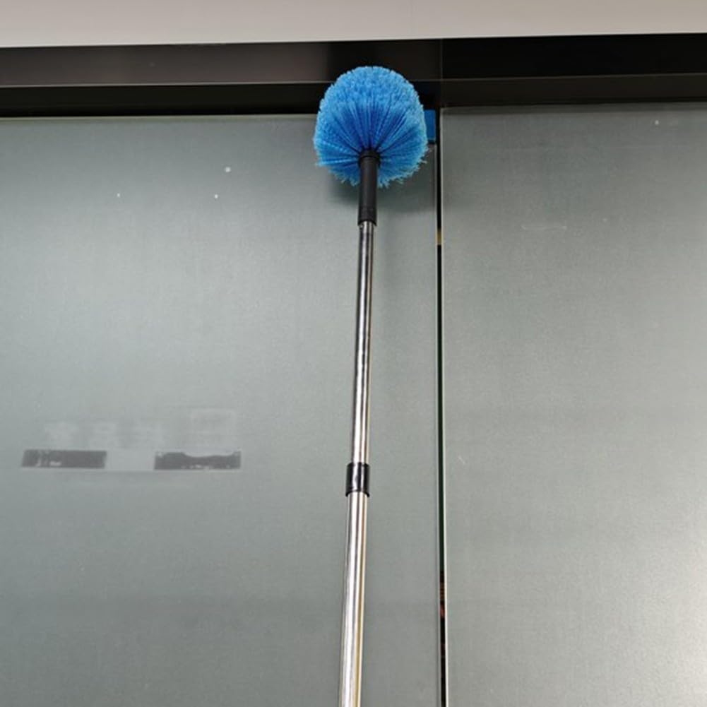 Stainless Steel Telescopic Ceiling Broom with Long Handle, Adjustable Length Duster for High Ceilings, Walls, Floors, Indoor and Outdoor Cleaning, Lightweight and Efficient Sweeping Tool(A)