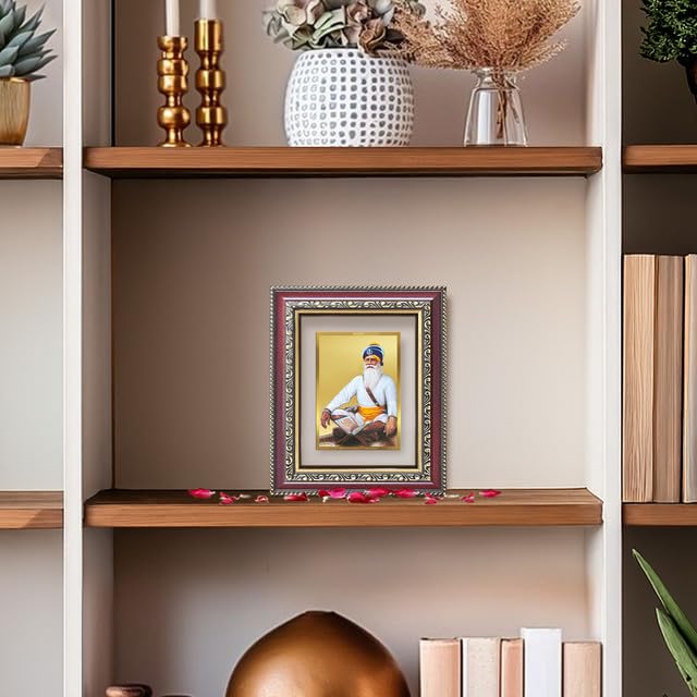 Image of DIVINITI Baba Deep Singh Ji 24K Gold Plated Foil Wall and Tabletop Photo Frame for Home Decor, Puja Room, Living Room, Office, Luxury Gifting | DG Frame 105 S1 (16x13.5 CM)
