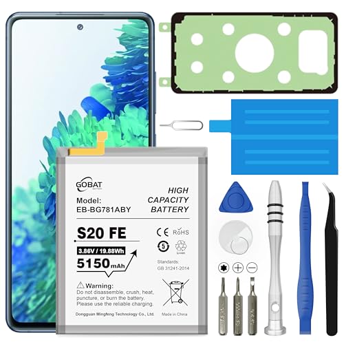 GOBAT Replacement for Samsung Galaxy S20 FE Battery,5150mAh High Capacity Compatible with Samsung Galaxy S20 FE Model (SM-G781B G781U G781W SM-A526 A526B/DS A5260 A526W) with Tool Kits,EB-BG781ABY