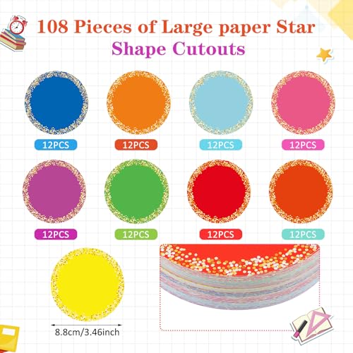 Image of Seajan 108 Pcs Confetti Cutouts 3.5 Inch Small, Circles for Bulletin Board | Paper Decorations for Classroom Bulletin Boards, DIY Craft Projects, Colorful Accents for Office School Party Supplies