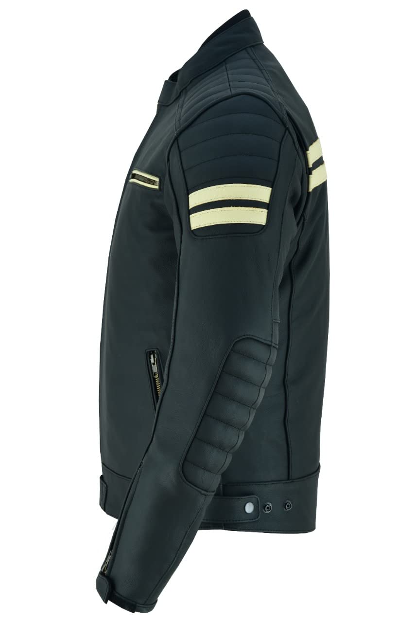 Chaqueta de cuero para motocicleta para hombre, blindada, motero, MBJ-02A