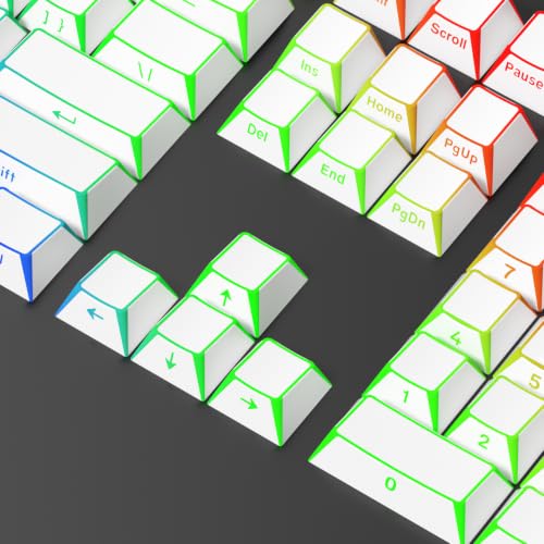 Image of Fogruaden PBT Keycaps Set, Cherry Profile Side Print Keycap for Mechanical Keyboard Keycaps(ZheYing-White)