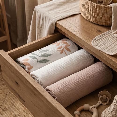 Image of Muslin Swaddle Blankets for Newborn, 3 Pack Breathable Soft Receiving Blanket, Large 38 x 40 inches Swaddle Wrap Burping Clothes Diapers, Essentials Infant Shower Items, Toddler Gift (Gentle Colors)