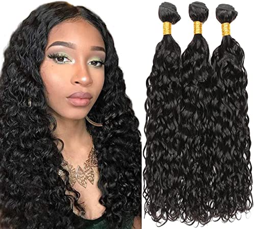 Water Wave Bundles Real Brazilian Remy Human Hair Bundles Hair Weave Natural Black Color Real Unprocessed Virgin Hair Extensions For Women 22 22 22 Inch