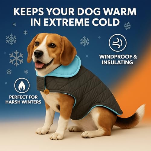 Image of Sage Square Double-Sided Quilted Dog Jacket - Weather-Resistant, Lightweight, Waterproof, Designed for Comfort & Warmth, Adjustable Fit, Perfect for Indoors or Outdoors (Quilt Sky Blue, XL - 20 Inch)