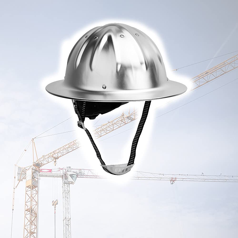 Casco de Seguridad, Sitio de construcción Casco para Exteriores Cascos Duros de ala Completa de aleación de Aluminio La Ranura de la Costilla Superior se Fija Mediante Ocho Remaches Sit