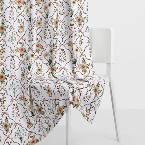 Image of haus & kinder Digital Printed Cotton Door Curtain 7 Feet Long Pack of 2 Door Curtains, 7 Feet Curtain for Door (Petal Lettice, Multicolor 130x213 CM)