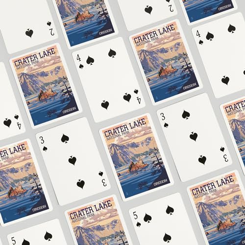 Baraja de 52 cartas poker Lantern Press Crater Lake miniatura 4