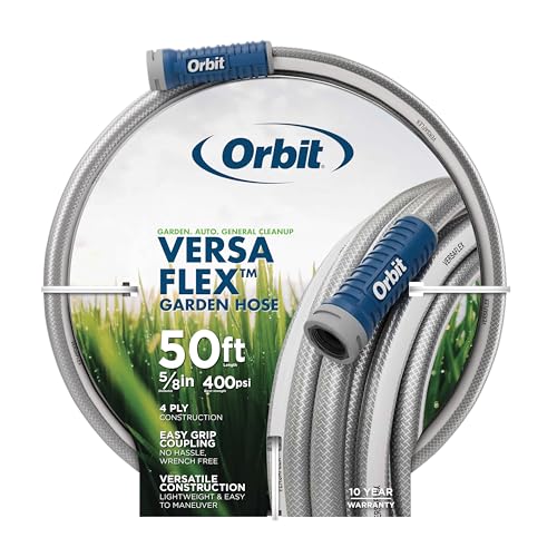 Orbit VersaFlex 50 ft x 5/8 in Garden Hose – Lightweight, Durable, 400 PSI, Easy-Grip Coupling
