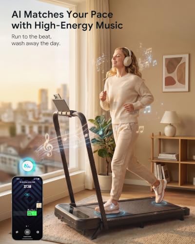 Image of UREVO Strol 2E Pro Smart Incline Walking Pad Treadmill with APP, 12% Incline, Compact Walking Pad with Safety Handle, Plug & Play, Desk Treadmill with LED Display, Walking & Running for Home Office