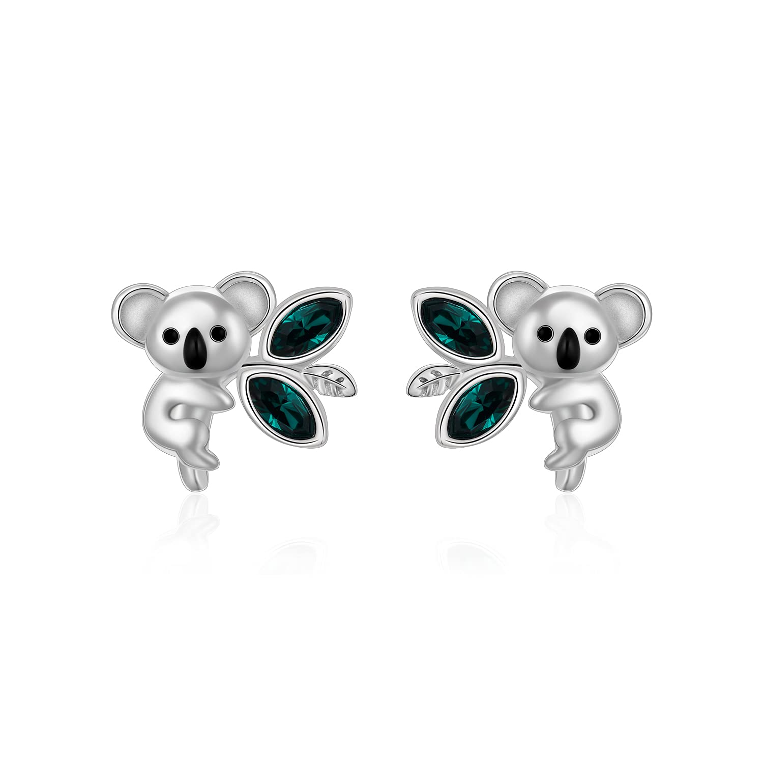 Boucles D'Oreilles Koala En Argent Sterling 925 Avec Cristal - Bijoux Mignons Pour Femmes Et Filles