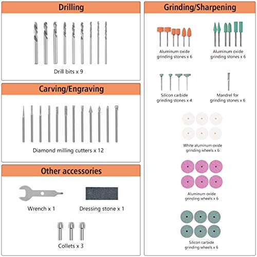 Rotary Tool Accessories Kit, Butizone 276 PCS Accessories, Easy for Polishing, Sanding, Cutting, Drilling, Engraving, Sharping, with Storage Case, Universal for 1/8\" Diameter Shanks