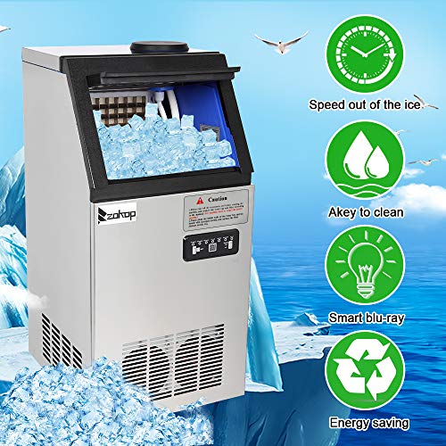 Fabricadora de hielo comercial acero inoxidable 495W 150lb/24h miniatura 4