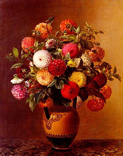 Peinture fleurs dahlias Jensen fait main par académie d'art