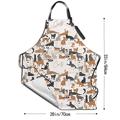 Wisedeal Funny Apron For Women, Cat Breeds Cute Animals Pets Kitten, Adjustable Chef Aprons With 2 Pockets For Cooking Baking, Gifts For Men Mom Wife Aunt Grandma #TOP3