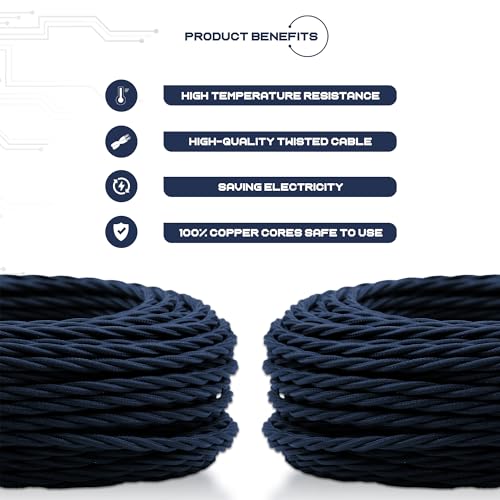 Image of 16.4ft 18 Cloth Covered Electrical Wire 5m Vintage Style 18-Gauge Twisted Braided Cord for Antique Lamps DIY Lighting Projects Chandeliers Home Decor (2 Core Twisted - Hemp)