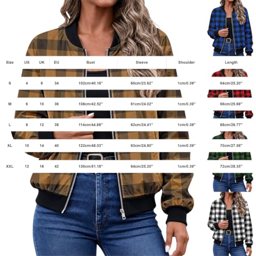 ENCURKUS Women's Plaid Long Sleeve Zip Up Jackets Casual Loose Fit Shackets | Zipper Y2K Baggy Outwear Coat with Pockets Comfy Lightweight Work Office Cardigan Winter Fall Travel Outfits Holiday 2026 - image 3