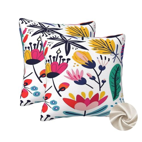 Housse coussin dessin animé 60x60 pour rénover un canapé usé avec style fleurs - 2