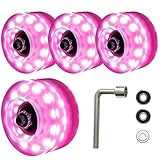 MASHART Light Up Roller Skate Wheels Outdoor Indoor Luminous Double Row Skating and Skateboard (Pink...