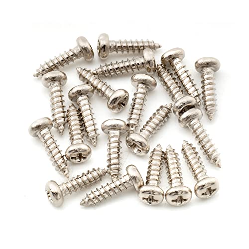 Musiclily Ultra 2,5x10mm Vis à Tête Cylindrique Bombée en Acier Inoxydable pour mécaniques de Guitare Electrique Classique Acoustique et Basse, Nickel (lot...