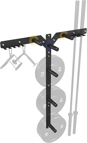 Mikolo Wall Mounted Weight Plate Rack, 1200LB Heavy Duty Bumper Plate Storage with Barbell Holders for Home Gym Mikolo Wall Mounted Weight Plate Rack, 1200LB Heavy Duty Bumper Plate Storage with Barbell Holders for Home Gym