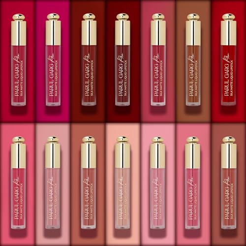Image of Parul Garg Beauty Liquid Matte Lipstick Pack of 14 | Long Lasting Smudge Proof Silk Matte Lipstick Set | Hydrating Matte Lipstick with Shea Butter & Vitamin E | Vegan Clean Beauty | 3 ml Each