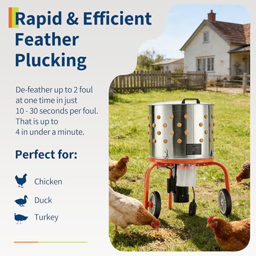 Image of Chicken Plucker Machine, 20 inch Drum Stainless Steel Poultry Plucker
