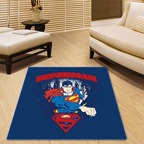 GOOCO alfombras de área Redonda orientales de Noble Son fáciles de Limpiar y Resistentes a la decoloración y Las alfombras de área Blandas Tradicionales contemporáneas Modernas Superman Cover